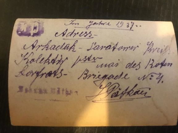 Johann Paetkau 1937 Rueckseite